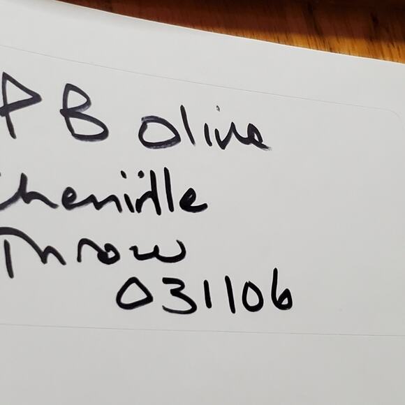 Pottery Barn Nubby Chenille Throw Olive Green Fringe 58x50 Sofa Chair Blanket - Picture 10 of 13